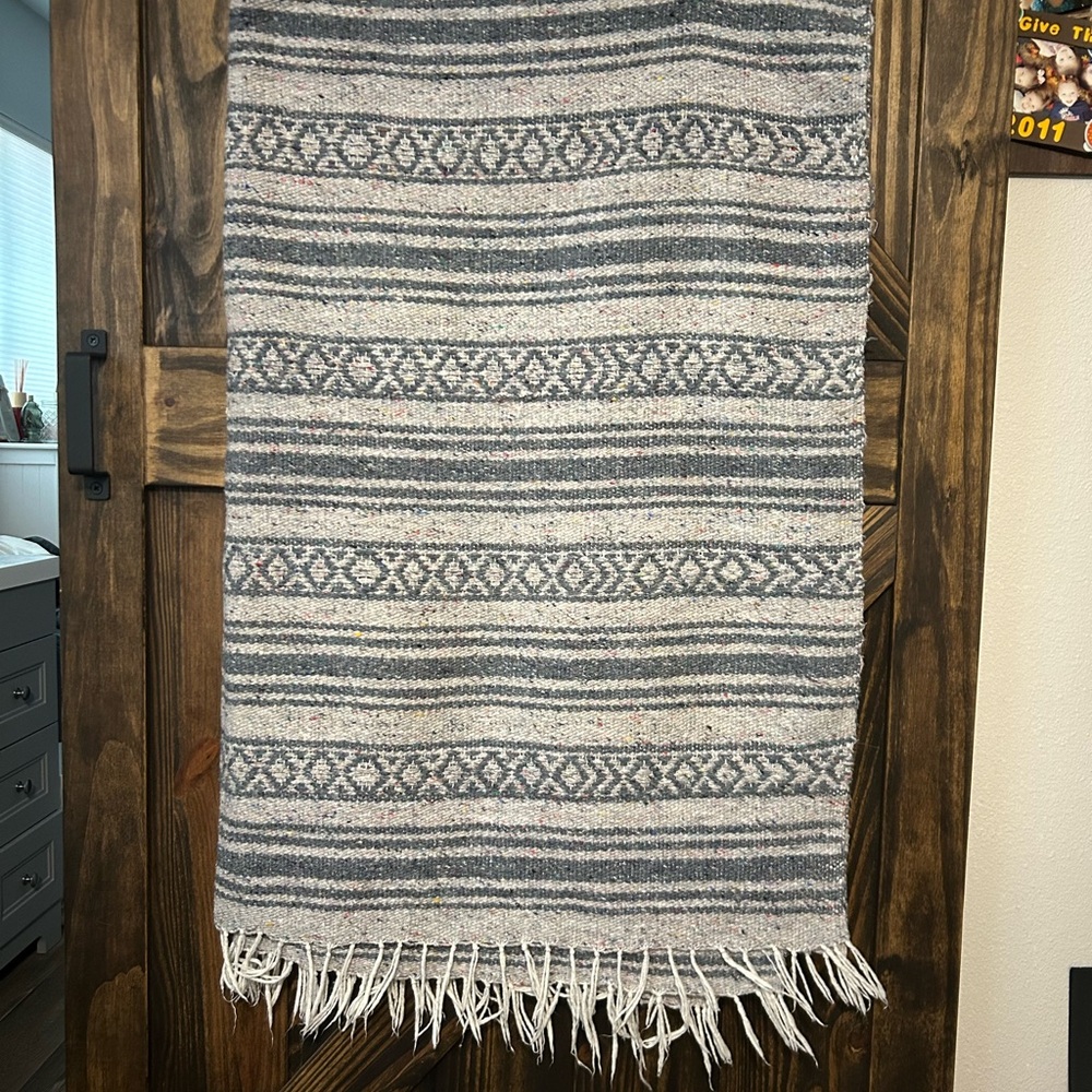 Vintage Hand Woven Western Fringe Blanket 48”x76”